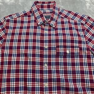 Vineyard Vines Patriotic Shirt Mens M Red Blue Plaid Collegiate Fit Long Sleeve